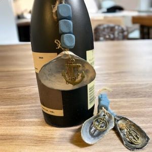 3 - Wine Bottle & Liquor Charms - Clam shell with a Anchor Charm